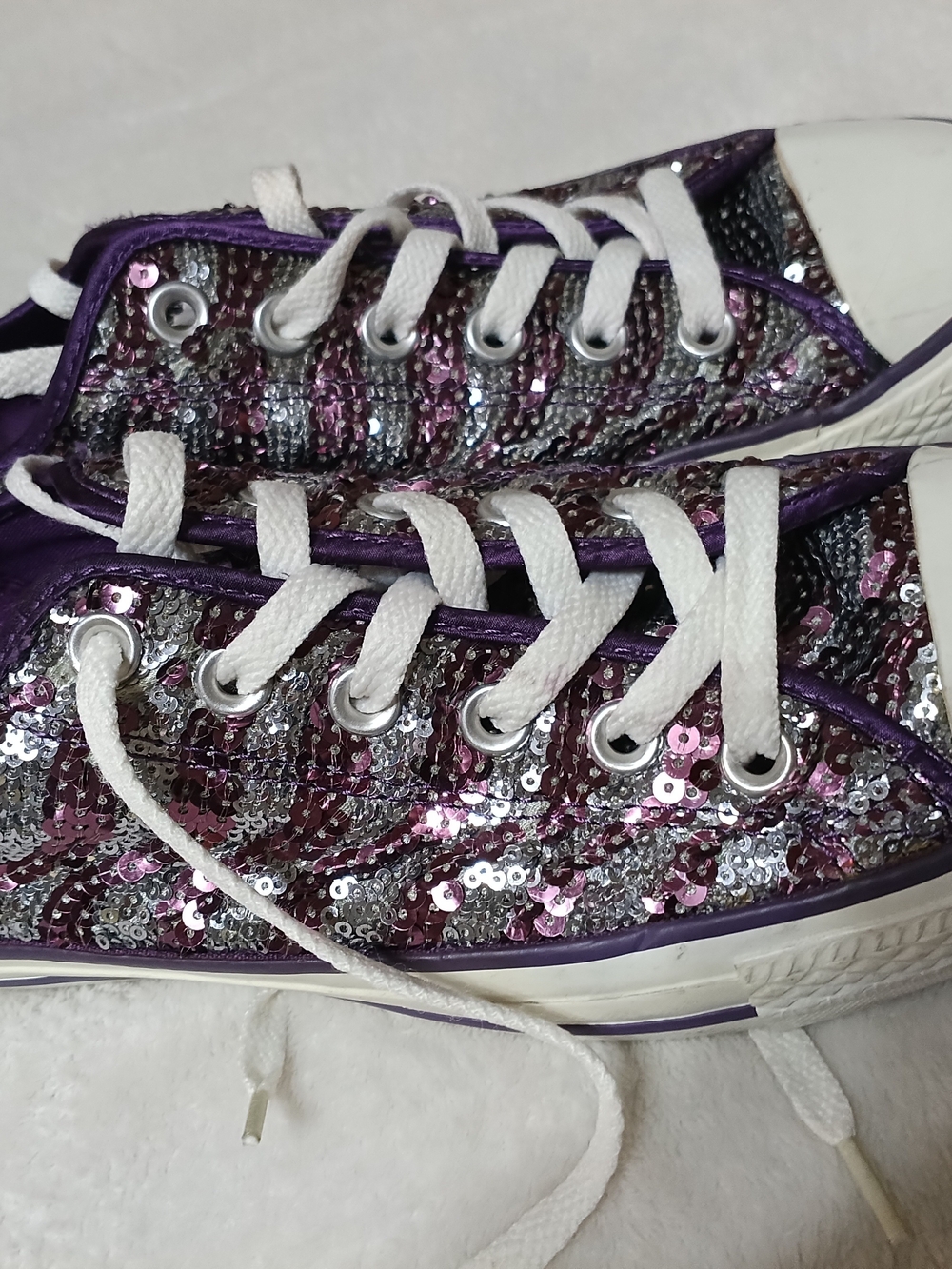 Purple Multi-Color Low-Top Canvas Sneakers - Picture 2 of 4